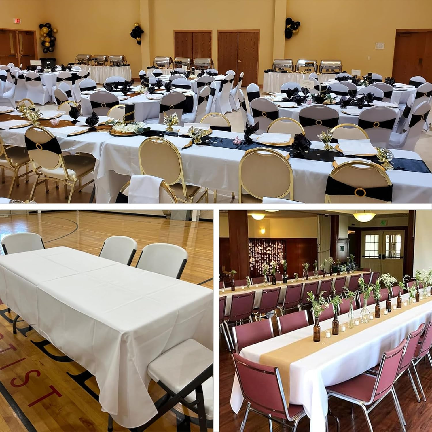 10 Pack White Rectangular Table Cloths 60x126 Inch for Events & Weddings