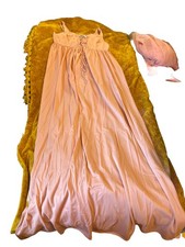 Vintage Vassarette Full Length Nightgown Lace Bodice Size Medium Pink Boudoir