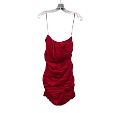 Express Womens Strapless Mini Dress Pleated Ruched Red Size 8 Zip
