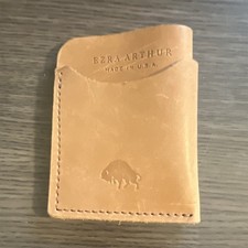 Ezra Arthur Made in USA Brown Men's Solid Wallet w/ Logo Accent