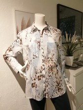 OTTO KERN - Schicke elegante Damen Bluse, Gr. 44, weiß/braun/blau, Animalprint
