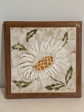 Vintage Tile Trivet Made In Italy Daisy Desig...