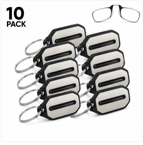 10 Pack Reading Glasses Nose Clip 1.50 Pince Nez Readers Keychain Portable Black