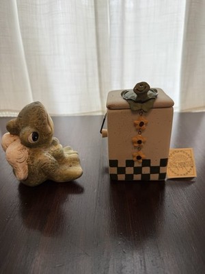Turtle Box With Candle Holder By Crazy Mtn & Frog Figurine By Trippies
