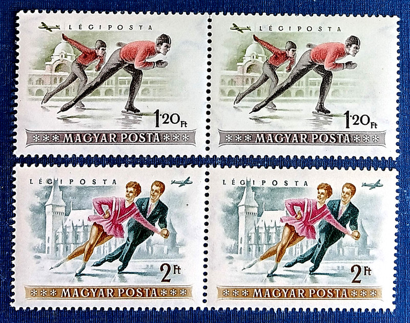 Hungary Scott #C163 and C165 Pairs - Ice Skating - Mint, NH,  #H617