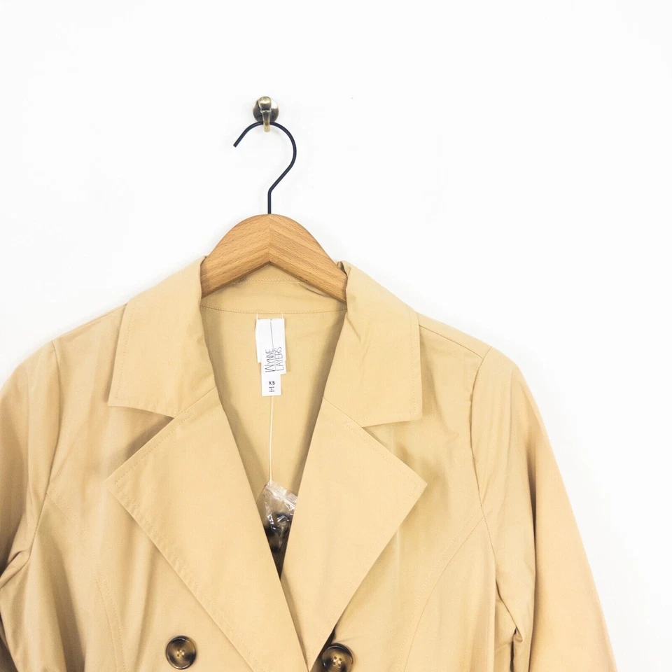 MarlaWynne Тренч песок бежевый шифоновое складки назад размер XS новый - Изображение 2 из 4