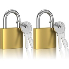 Small Keyed Padlocks 32mm Gold 2 Pack Locker Lock with Keys Compact Hardened