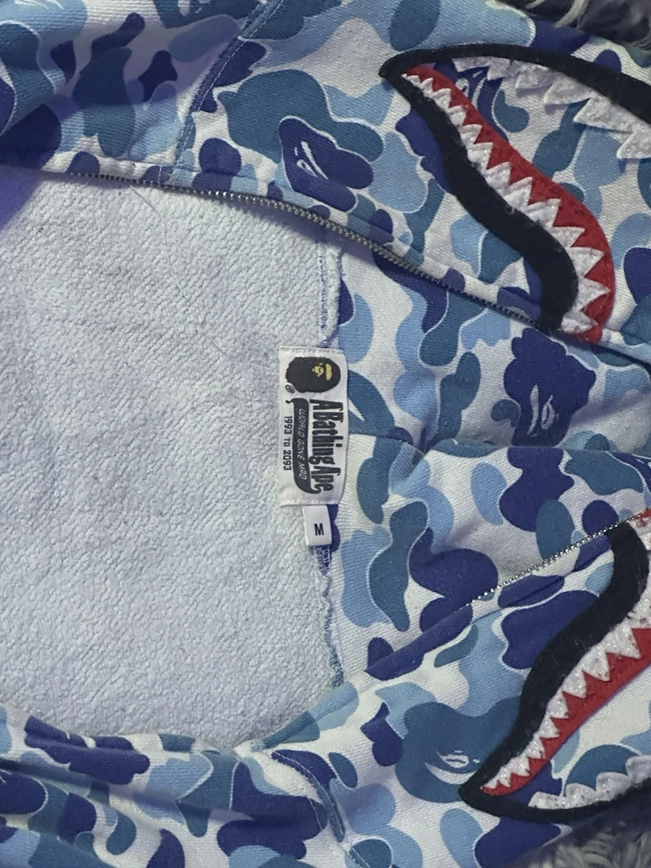 BAPE Hoodie Long Sleeve Full Zip Sweatshirt Light Blue Men Size Medium - Image 3 of 4