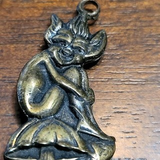 Vintage Cornish Lucky Pixie Fob Charm Brass