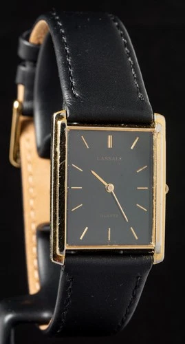 Seiko Lassale Tank Black Dial Men's Quartz Vintage Dress Watch-- Working