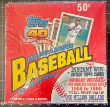 Topps 1991 40 Years of Baseball Sealed Box MLB Anniversary Sweepstakes 36 Cards