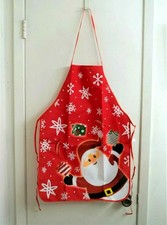Christmas Holiday Santa Claus Apron 28" x 20" 100 Polyester Small Adult or Teen