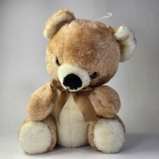 Vintage Plush Teddy Bear ROM Stuffed Animal Toy Tan Beige Classic Retro Nursery