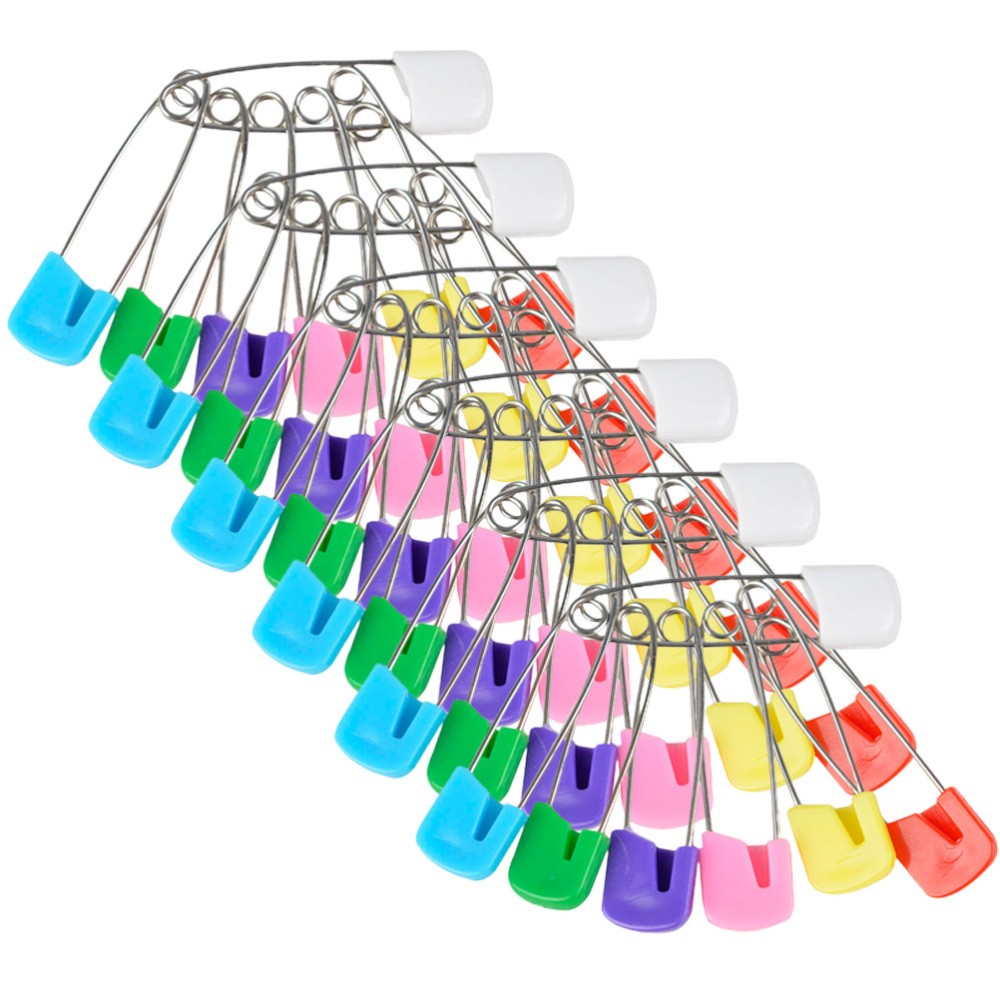 100-Pack Plastic Baby Safety Pins for Clothes & Diapers