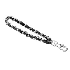 7" Chain Wristlet Strap Leather Chain Wrist Strap with Buckles Silver-Black