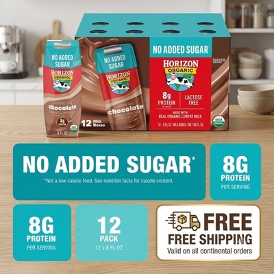 Horizon Organic Shelf-Stable 1% Low Fat Milk Boxes Chocolate 8 oz. 12 Pack