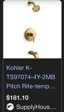 Kohler Brushed Gold Bath  Shower Trim Set with Spout, Handle  Hardware
