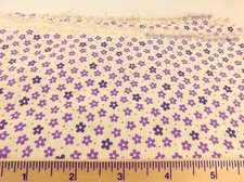 Cream Floral Fabric with Lavender and Purple Flowers. Woven fabric 24" wide x43"