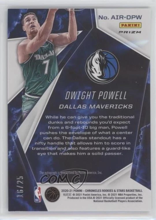 2020-21 Panini Chronicles Airborne Signatures Blue Prizm /25 Dwight Powell Auto - Image 2 of 2