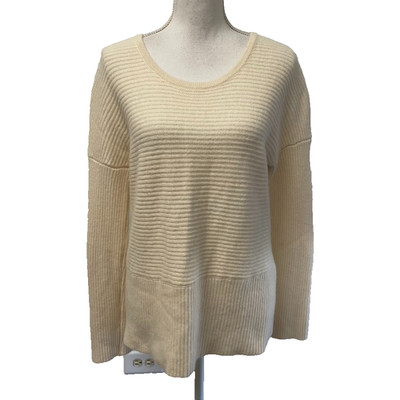 Dear Cashmere Sweater Jumper Womens Medium Ivory Pullover Ribbed Normcore