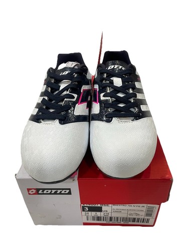 Lotto Maestro 700 IV FG Jr Size 3 White Pink Lace Up Girl's Soccer Cleats New - Picture 1 of 6