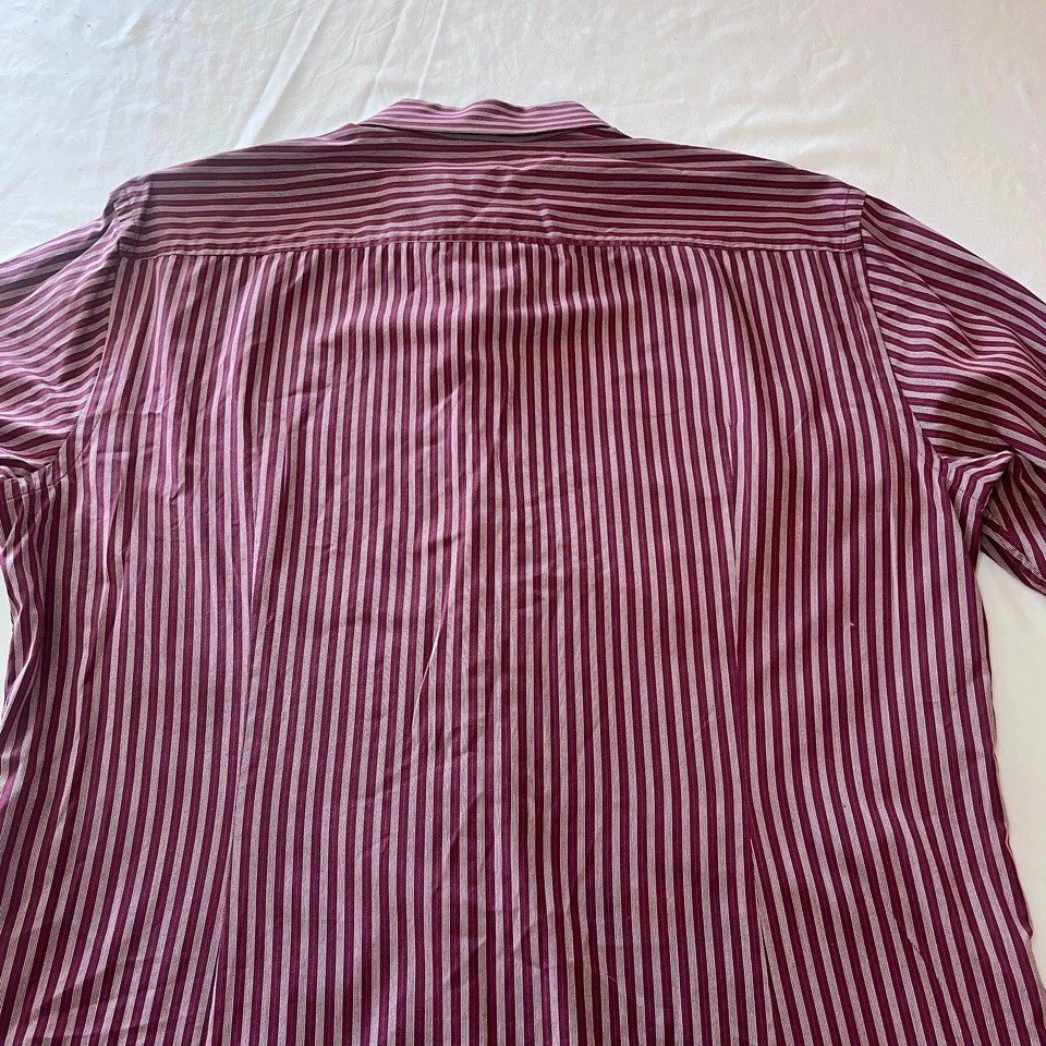 Camisa de vestir Hugo Boss ajustada para hombre 15,5 32/33 púrpura rosa a rayas 100 % algodón Foto 3 de 4