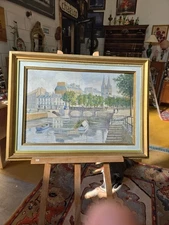 François Prat – Huile sur toile (74 × 50 cm) – Quimper, quais de l’Odet et...