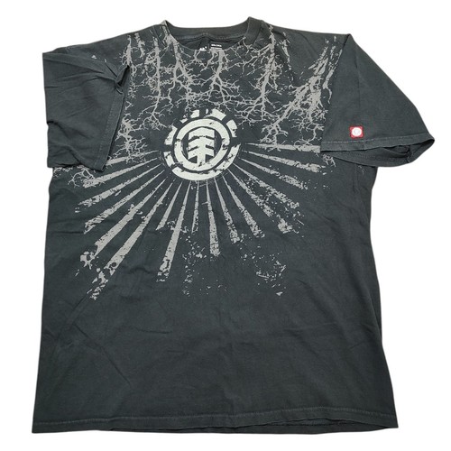 Vtg Y2K Black Element Skateboards Future Nature Graphic Tee Mens Tag XL