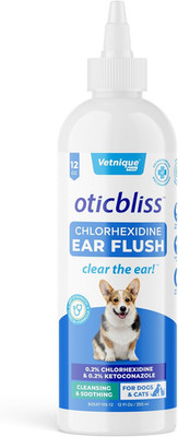 Vetnique Oticbliss Medicated Dog Ear Infection Treatment, Antiseptic Ear Cleaner