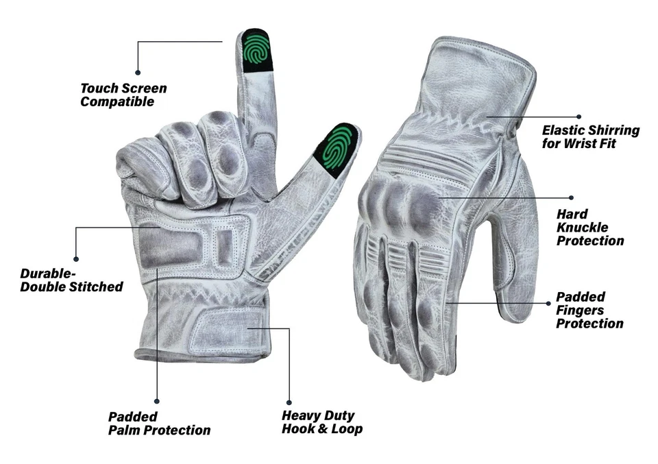 Motorcycle Gloves Racing Touchscreen Leather Armored Summer Riding Biker Gloves - Image 2 of 4