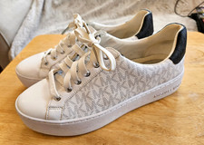 Michael Kors - White MK Logo Print Women's Sneakers - Size 7.5 - MK Shoes