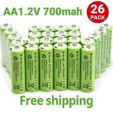 26PACK 700mAh AA Batteries 1.2V Rechargeable Ni-MH Battery for Solar Lights Lamp