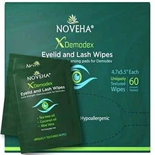 Noveha Demodex Eyelid And Lash Wipes 60 Ct Hypoallergenic Natural Ingredients 