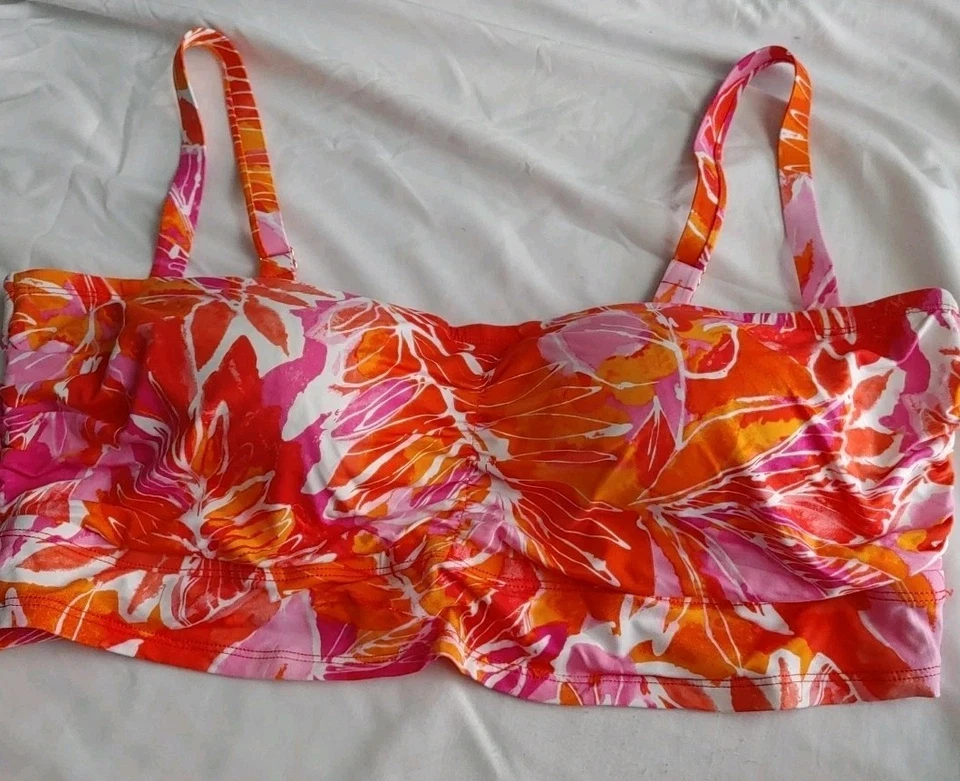 Ralph Lauren Orange Pink Floral 2 Piece Bikini Set Size 22 - Image 3 of 4