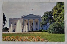 White House Washington DC Fountain Gardens Vintage Postcard Chrome