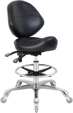 Saddle Stool Chair with Wheels,Ergonomic Swivel Rolling Height Adjustable for Sa