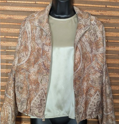 Vintage 90s Linda Allard Ellen Tracy 8/10 M Wool Hoodie Jacket Silk Top 2 Pc Set