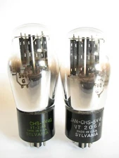 2 matched 1940s Sylvania JAN-5V4G VT-206A Rectifier Tubes - Hickok 539B tested