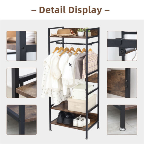 4-IN-1 Large Garment Coat Rack Shoe Rack Vintage Hall Tree for Entryway Bedroom - Picture 12 of 12