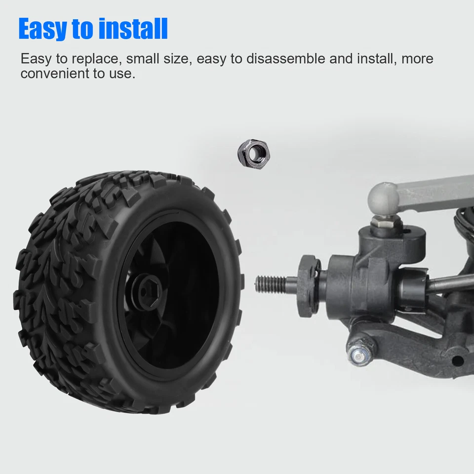 4 Piezas Neumáticos Llantas Coche Llanta 12mm Hexagonal para 1/10 RC HIMOTO TREKKER/ABSIMA Foto 4 de 4