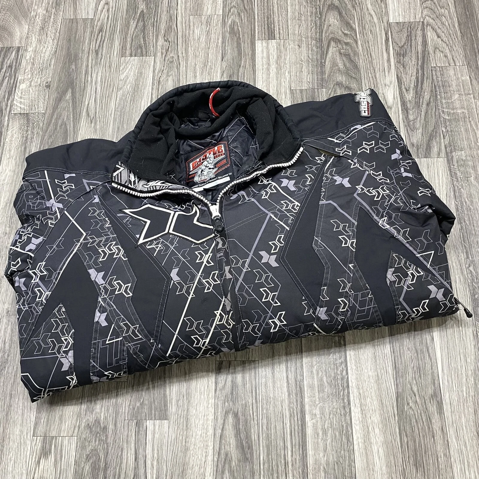 CASTLEX Full Zip Up Collared Black Print Snow Ski Jacket Men's Size XL