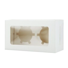 2 Cupcake Boxes Cup Cake Box White Packaging with Window Removable Inner Tray