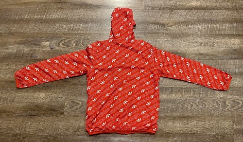 Adidas Logo Red Hooded Zip Up Sweatshirt Youth Medium - Picture 4 of 7