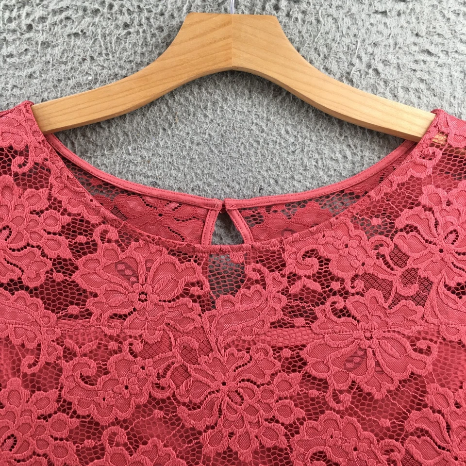 Lane Bryant Trapeze Swing Dress Womens 18/20 Pink Lace Overlay 3/4 Sleeves - Image 3 of 4