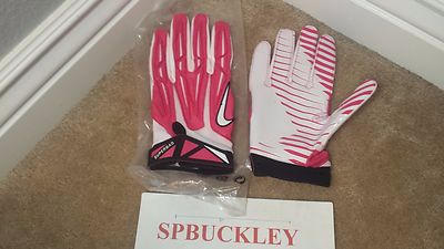 NIKE SUPERBAD 2.0 ADULT PADDED FOOTBALL GLOVES, PGF278-681, PINK BCA, NFL ISSUED