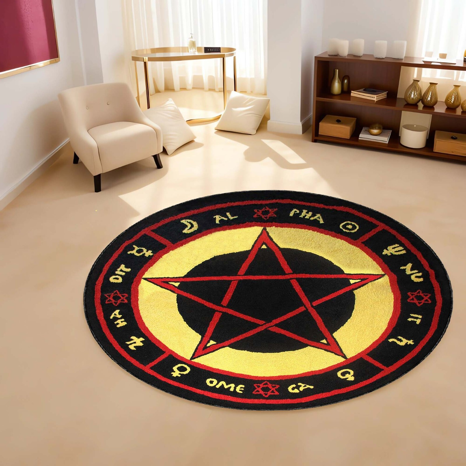 Astrological Rug The Love Witch Patterned Rug, Astrology Rug, Movie Decor, Red Pentagram ...