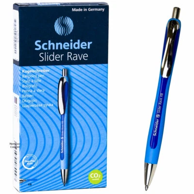 Schneider 132503 Slider Rave XB Pen, Blue Ink, 1.4mm Extra Bold, Box of 5 Pens