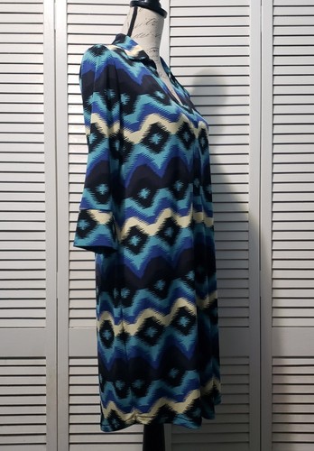 RACHEL Rachel Roy Collard Shirt Dress Women's Large Geometric Print Knee Length - 第 4/10 張圖片