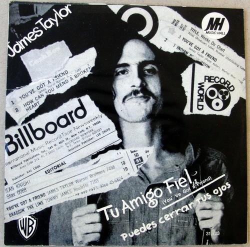 JAMES TAYLOR 7" PS PROMO TOP Rare SOUTHAMERICA Ed. 1971 You've Got A Friend - Picture 2 of 4