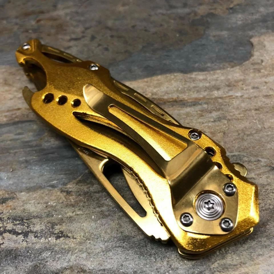 MTech Ballistic GOLD TITANIUM Spring Assisted Bottle Opener Folding Pocket Knife - Image 4 of 4